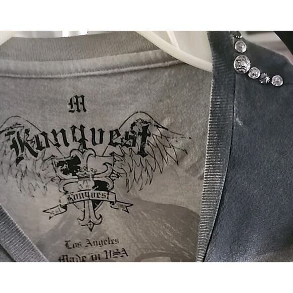 Y2K Shirt Mens Medium Studded Konquest Nocturnal Tiger NWT A117 Excellent New - Picture 3 of 6